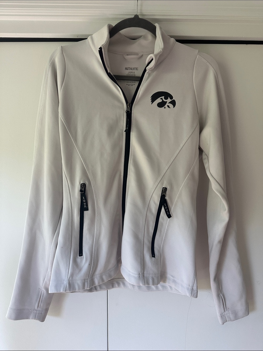 Authentic White University of Iowa Hawkeyes Full-Zip Jacket